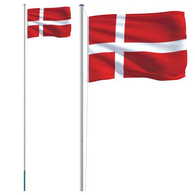 vidaXL Bandeira da Dinamarca e mastro 6,23 m alumínio