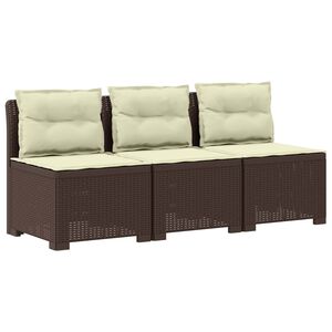 vidaXL Sof&aacute; de Jardim 3 Lugares com Almofadas visual Rattan PP