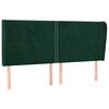 vidaXL Cabeceira cama c/ abas veludo 183x23x118/128 cm verde-escuro