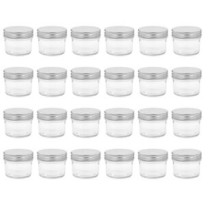 vidaXL Frascos de vidro com tampas prateadas 24 pcs 110 ml