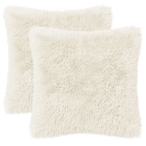vidaXL Capa almofada 2 pcs HEERLEN Branco 30 x 30 cm Fleece PV