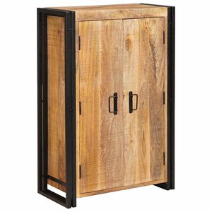 vidaXL Highboard com Portas Madeira de Manga S&oacute;lida e Rugosa e Metal