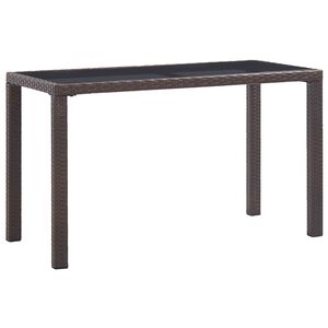 vidaXL Mesa de jardim 123x60x74 cm vime PE castanho