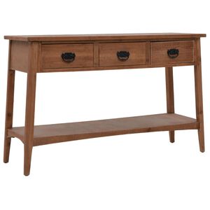 vidaXL Mesa consola madeira de abeto maci&ccedil;a 126x40x77,5 cm castanho