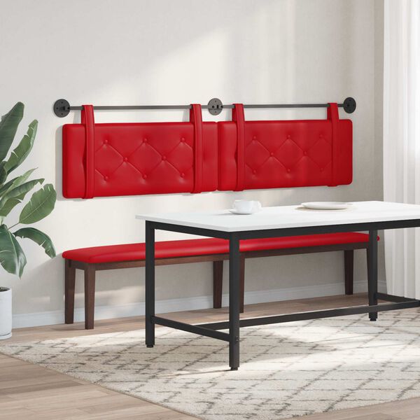 vidaXL Cabeceira Suspensa Vermelho 210 x 55 x 5 cm Couro Sint&eacute;tico