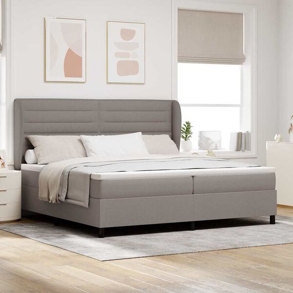 vidaXL Cama Box com colch&atilde;o Cinzento-acastanhado 200 x 200 cm tecido