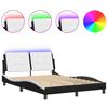 vidaXL Estrutura de cama com LED sem colch&atilde;o Zadar 140x200cm preto/branco