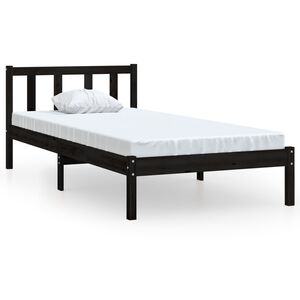 vidaXL Estrutura de cama 100x200 cm madeira pinho maci&ccedil;o preto