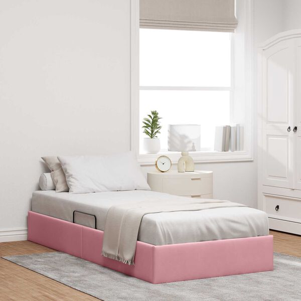vidaXL Cama com Armazenamento com cabeceira Rosa 90 x 190 cm Veludo