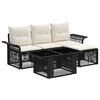 vidaXL Conjunto de Sof&aacute; de Jardim 5 unid. Preto e Branco Creme vime PE