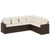 vidaXL 6 pcs conjunto de sof&aacute;s jardim c/ almofad&otilde;es vime PE castanho