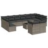 vidaXL 13 pcs conjunto sof&aacute;s p/ jardim c/ almofad&otilde;es vime PE cinzento