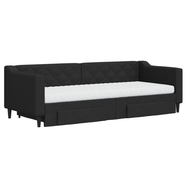 vidaXL Sofá-cama com gavetão e gavetas 80x200 cm tecido preto