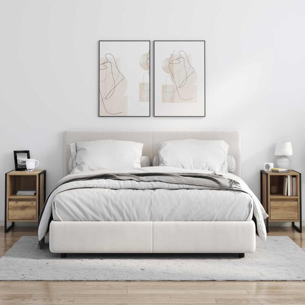 vidaXL Mesa-de-cabeceira 2 pcs Carvalho Artesanal 39,5 x 30 x 50 cm