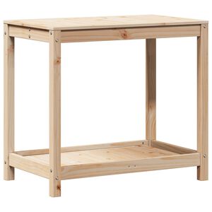 vidaXL Mesa de jardinagem c/ prateleira 82,5x50x75 cm pinho maci&ccedil;o