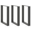 vidaXL P&eacute;s para mesa de jantar em formato de U, 3 pe&ccedil;as, antracite, 70x(72-73) cm, a&ccedil;o