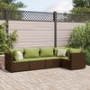 vidaXL 5 pcs conjunto lounge jardim c/ almofadões vime PE castanho