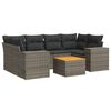 vidaXL 7 pcs conjunto sof&aacute;s p/ jardim c/ almofad&otilde;es vime PE cinzento