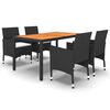 vidaXL 5 pcs conjunto de jantar para jardim vime PE preto