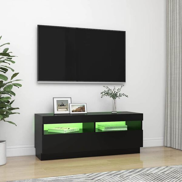 vidaXL Móvel de TV com luzes LED 100x35x40 cm preto