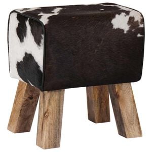 vidaXL banco 40 x 30 x 45 cm Couro Verdadeiro Preto e Branco