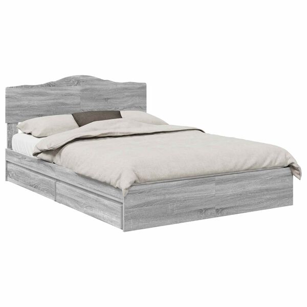 vidaXL Cama com Armazenamento com cabeceira Cinza Sonoma 160 x 200 cm