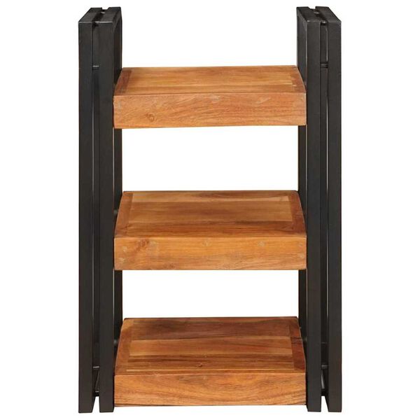 vidaXL Mesa-de-cabeceira Marrom e Preto Madeira S&oacute;lida de Ac&aacute;cia