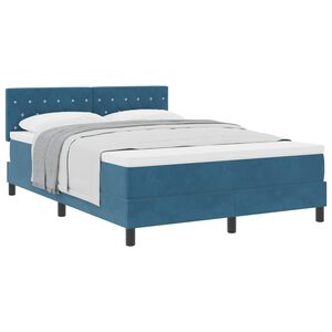 vidaXL Cama Box com colch&atilde;o Azul Escuro 160 x 200 cm Veludo