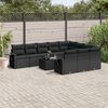 vidaXL 11 pcs conjunto sof&aacute;s de jardim c/ almofad&otilde;es vime PE preto