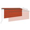 vidaXL Toldo autom. estore/LED/sensor vento 3,5x2,5 m laranja/castanho