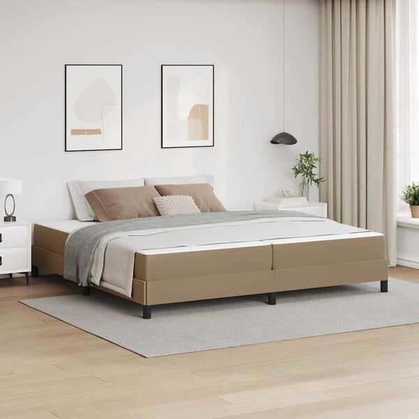 vidaXL Estrutura da Cama com colch&atilde;o Cappuccino 200 x 200 cm tecido