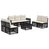 vidaXL Conjunto de Sof&aacute; de Jardim 8 unid. Preto e Branco Creme vime PE