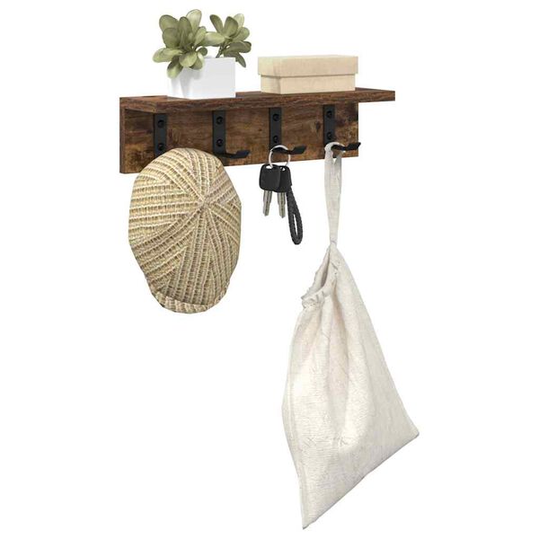 vidaXL Cabideiro de Parede Carvalho Defumado 40 x 10,5 x 10,5 cm