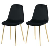 Venture Home Cadeiras de jantar Polar 2 pcs veludo preto e latão