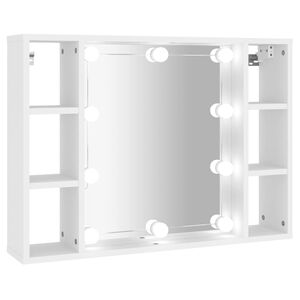 vidaXL Arm&aacute;rio espelhado com luzes LED 76x15x55 cm branco