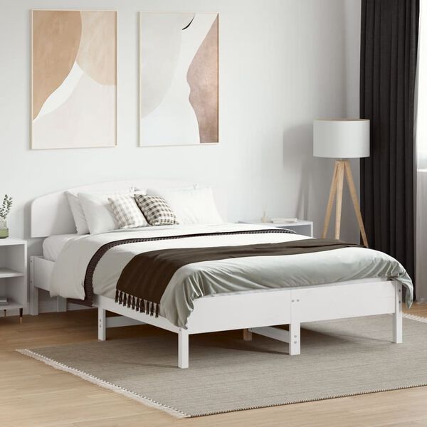 vidaXL Cama sem colch&atilde;o 135x190 cm madeira de pinho maci&ccedil;a branco