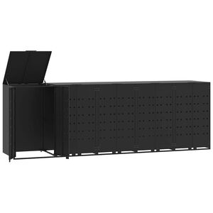 vidaXL Abrigo para 5 caixotes do lixo 345x79x117 cm a&ccedil;o preto
