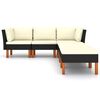 vidaXL 6 pcs conjunto lounge de jardim c/ almofad&otilde;es vime PE preto