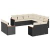 vidaXL 11 pcs conjunto sof&aacute;s de jardim c/ almofad&otilde;es vime PE preto