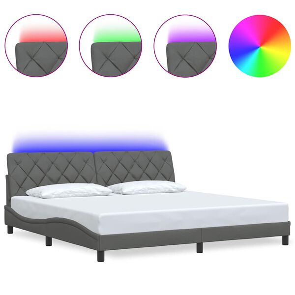 vidaXL Estrutura de cama com LED sem colch&atilde;o 200x200 cm tecido