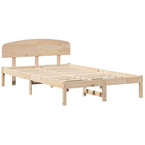 vidaXL Estrutura da Cama com cabeceira Natural 140 x 190 cm