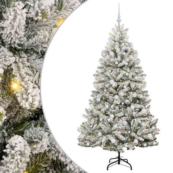 vidaXL &Aacute;rvore de Natal Artificial Verde e Branco 180 cm PVC e Metal