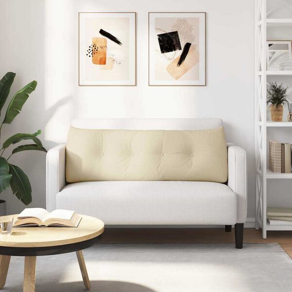 vidaXL Travesseiro para Costas Creme 140 x 24 x 50 cm tecido
