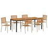 vidaXL Conjunto de Jantar para Jardim 7 pcs Bege e Marrom vime PE