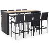 vidaXL 9 pcs conjunto de bar jardim vime PE e madeira ac&aacute;cia preto
