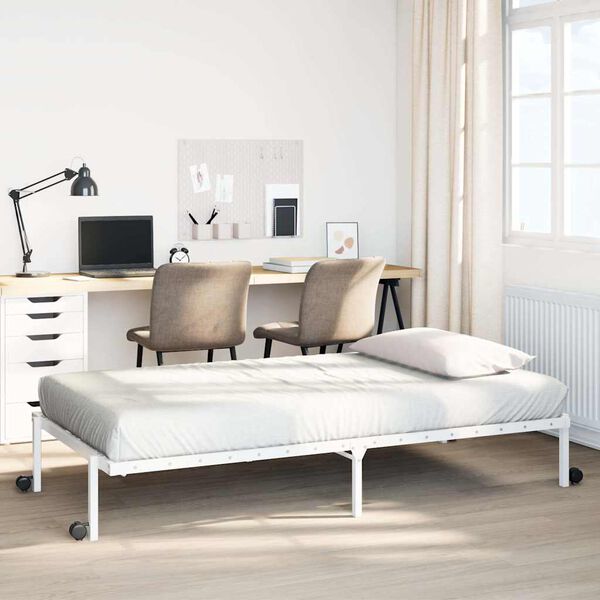 vidaXL Estrutura de cama sem colch&atilde;o Dobr&aacute;vel 90x190 cm a&ccedil;o branco