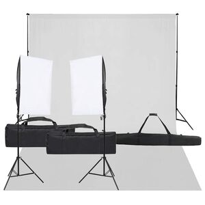 vidaXL Kit de est&uacute;dio fotogr&aacute;fico com conjunto de ilumina&ccedil;&atilde;o e fundo