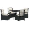 vidaXL Conjunto de Jantar para Jardim 5 pcs Preto vime PE