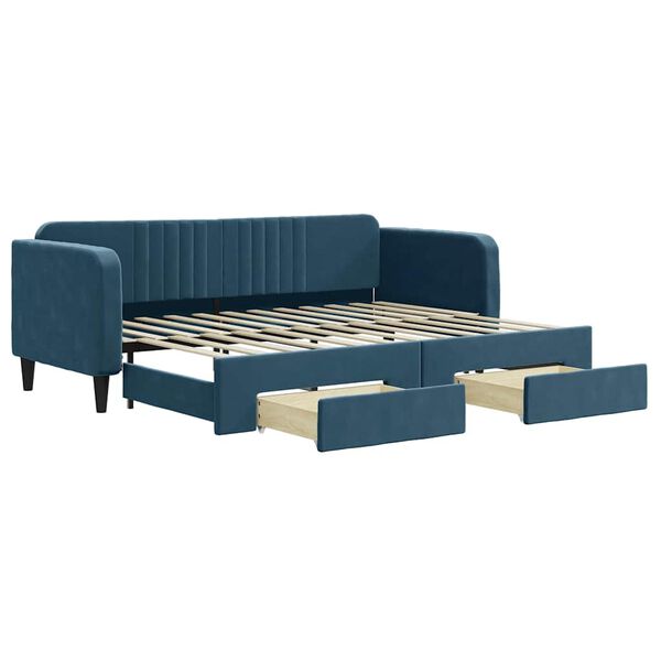 vidaXL Sof&aacute;-cama com gavet&atilde;o e gavetas 80x200 cm veludo azul