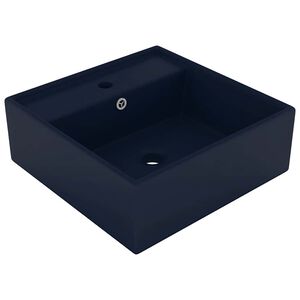 vidaXL Lavat&oacute;rio luxuoso quadrado 41x41 cm cer&acirc;mica azul-escuro mate
